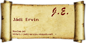Jádi Ervin névjegykártya